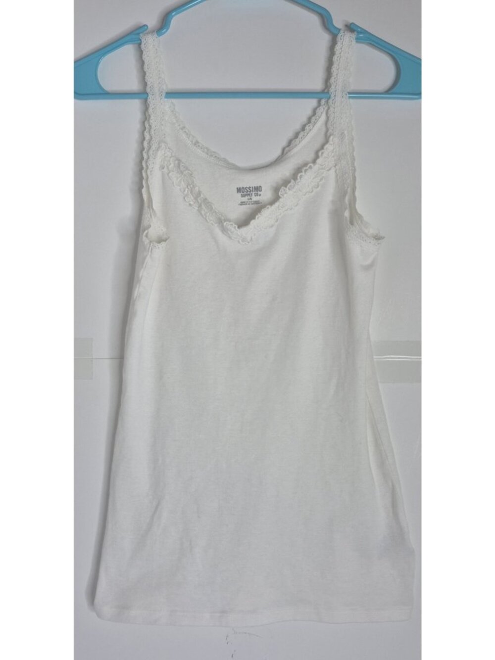 Mossimo Supply Co Lace Neck White Tank Top Women's Size L